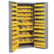 GLOBAL INDUSTRIAL Bin Cabinet With 40 Inner & 96 Door Yellow Bins, Unassembled, 38x24x72 603400YL